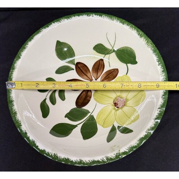 Vintage Blue Ridge 9.5" green briar Round Serving m Bowl Southern Pottery flower - Picture 6 of 8